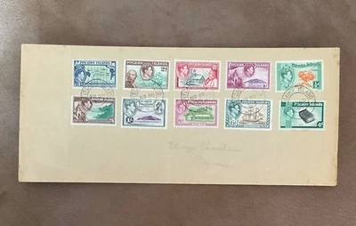 Pitcairn Islands 1955 Cover KGVI Complete Set SG1-8 and 5a 6a very fine stamps - Image 1 of 2