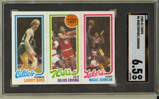 Larry Bird Magic Johnson Julius Erving 1980-81 Topps Rookie Card SGC 6.5