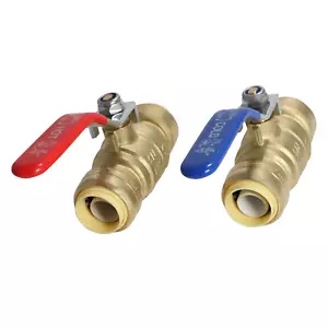 2 PEZZI VALVOLA A SFERA PUSH FIT 3/4" CALDA E FREDDA, OTTONE SENZA PIOMBO - Foto 1 di 6