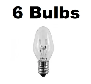 6 Night Light / Candle Lamp Bulbs -7 watt, C7, Clear, Candelabra 7C7C - Picture 1 of 1