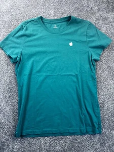 Apple Logo T-Shirt Womens XL Short Sleeve Crew Neck Employee Graphic Tee Green - Picture 1 of 7