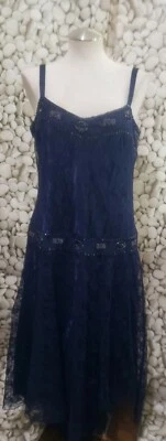 Believe Dress Size 8 Navy Blue Lace Sequin Lined Whimsigoth Y2k Fairy New - Image 1 of 4