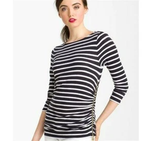Top Pullover Michael Kors Negro Blanco Rayas Manga 3/4 Cremallera Lateral Talla S - Imagen 1 de 4