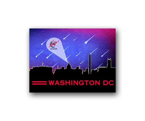 Washington Wizards Poster City Skyline Art Print Man Cave Decor 12x16" Cover