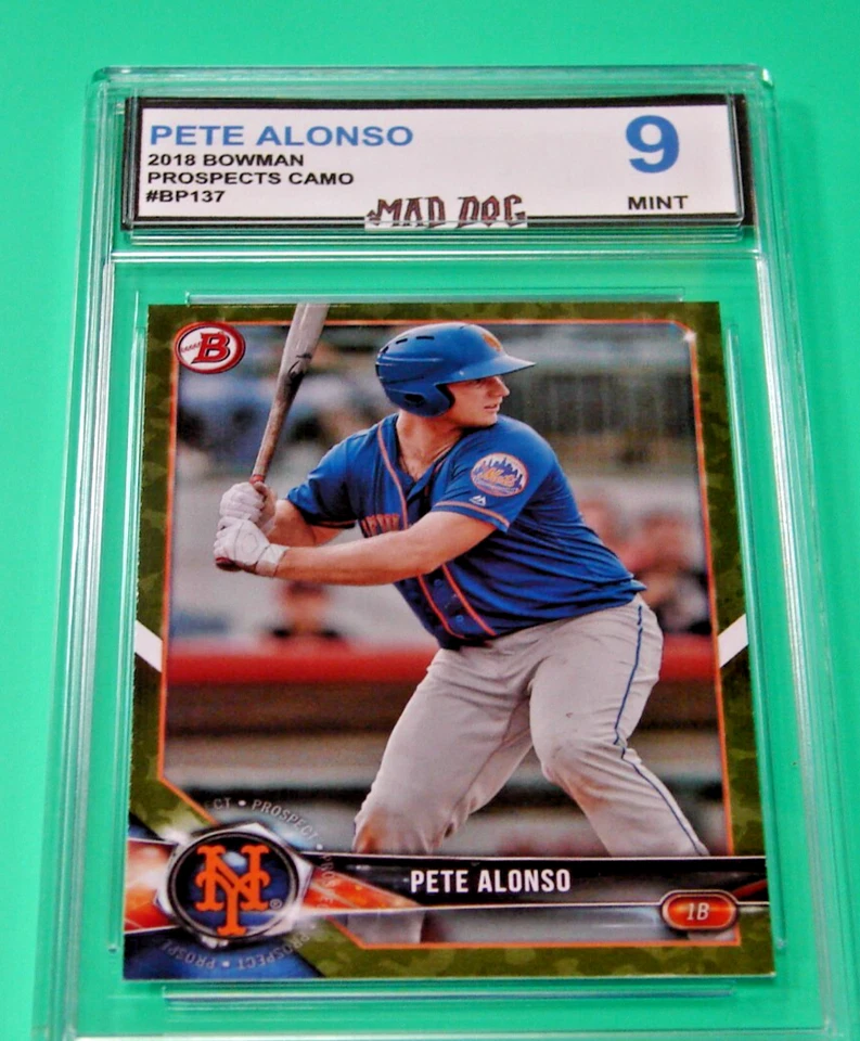 PETE ALONSO Rookie****2018 Bowman CAMO**PROSPECT**MINT 9*****METS---Mad Dog - Image 1 of 1