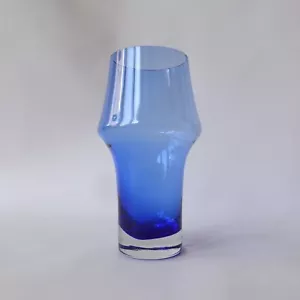 Riihimaki art glass vase, Aimo Okklin. 7" cased blue. Vintage Scandi retro MCM - Picture 1 of 8
