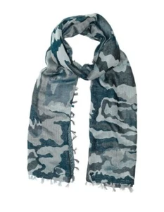 Blue Tonal Camo Camouflage soft cotton scarf/stole/wrap unisex - Picture 1 of 1