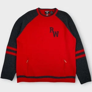 VINTAGE Rocawear Sweatshirt Mens 3XL Red Black Knit Jumper Zip Pockets Y2K 90s - Picture 1 of 12