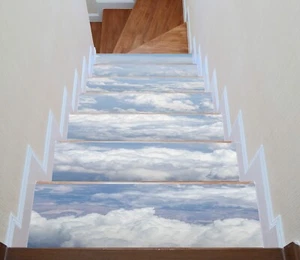 3D Clouds I139 Stair Risers Decoration Photo Mural Vinyl Decal Wallpaper Erin - Picture 1 of 6