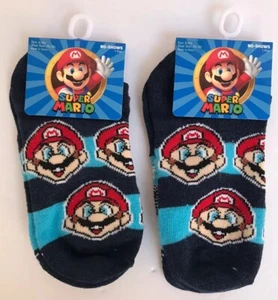New Nintendo Super MARIO No-Show Toddler Socks 2 pair Sock Size 6-8.5 Baby Socks - Picture 1 of 6