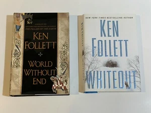 Ken Follett 2 Hardcover Book Lot World Without End & Whiteout - Picture 1 of 4