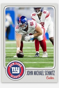 John Michael Schmitz  NMT Custom Art  Football Card! New York Giants! Rookie!