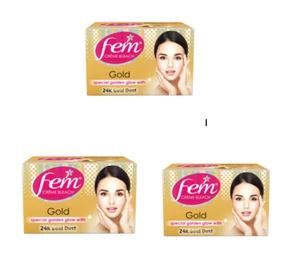 3 Fem Fairness Naturals Gold Creme Bleach Glowing Skin Fairness Women 8g - Picture 1 of 6