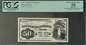 AMERICUS GA 50 CENT OBSOLETE PROOF DORRIS 2015 PEDIGREE ! APPARENT UNIQUE DENOM - Picture 1 of 1