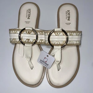 Sandalias planas LOTTINI Made In Italy de cuero blanco y tostado talla 40 - Imagen 1 de 11