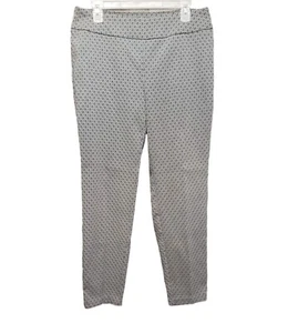 Cato Pants Womens 12 Contemporary Pull On Stretch Geometric Diamond Black White - Picture 1 of 10