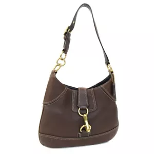 Coach One Shoulder Bag Medium Hobo F10209 Brown Leather Used Shoulder Bag Gold - Picture 1 of 7