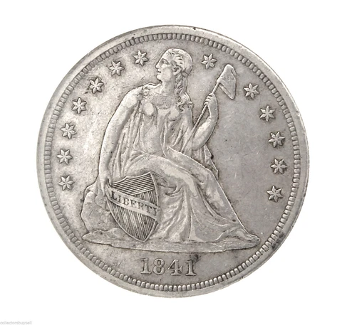 RARE Key Date 1841 Seated Liberty Silver $1 One Dollar NGC AU 53 Certified Coin Cover