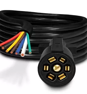 16 Ft 7-pin trailer plug cord wiring harness. - Picture 1 of 4