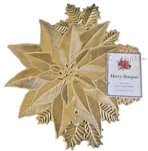 Juego de 6 manteles de pascua dorados Merry Bouquet vinilo Benson Mills 18x17" - Imagen 1 de 12