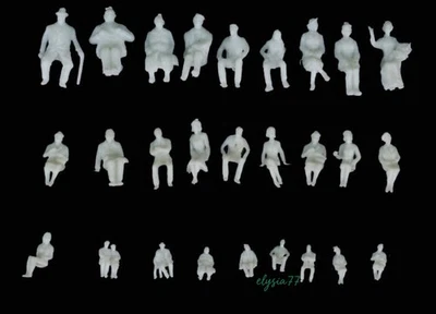 50PC Uncolored Sitting Postures Figures HO/OO Scale Miniatures Sand Table Model - Image 1 of 4