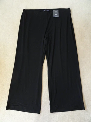 BNWT M&S BLACK STRETCH FIT WIDE LEG TROUSERS Size 22 short PULL-ON NEW WITH TAGS - Image 1 of 4