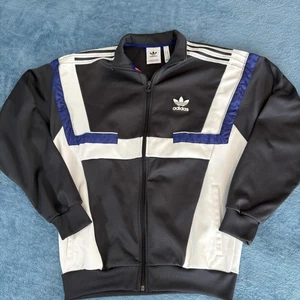 Adidas Originals Jacket Mens Small Black White Track Top Trefoil Full Zip Retro - Picture 1 of 10