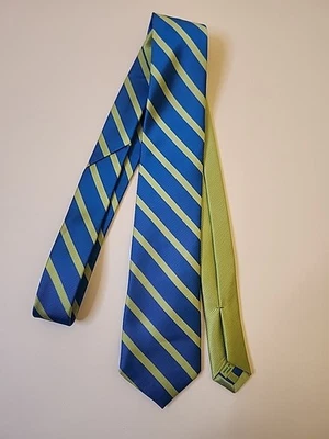 Corbata para hombre EGARA azul verde a rayas tejida 100 % seda 3x57" Foto 1 de 3
