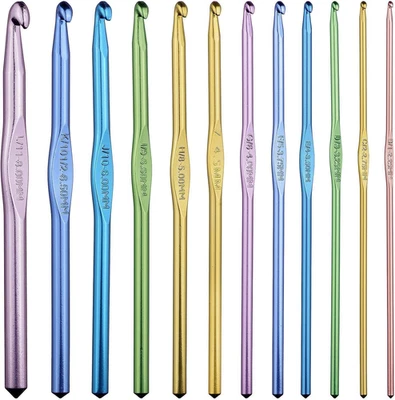 CROCHETS-12-PCS-9922 - Set Di 12 Uncinetti in Alluminio, Multicolore, 12 Misure, - Immagine 1 di 4