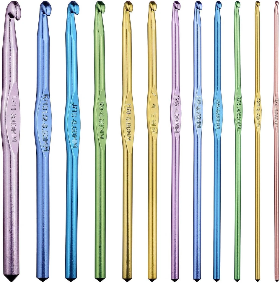 CROCHETS-12-PCS-9922 - Set Di 12 Uncinetti in Alluminio, Multicolore, 12 Misure, - Immagine 1 di 4