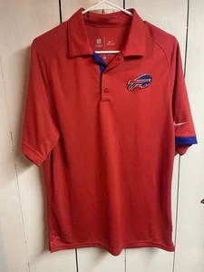 Buffalo Bills Polo Shirt Nike Dri-Fit Mens Medium Red Short Sleeve NFL Football - Picture 1 of 5