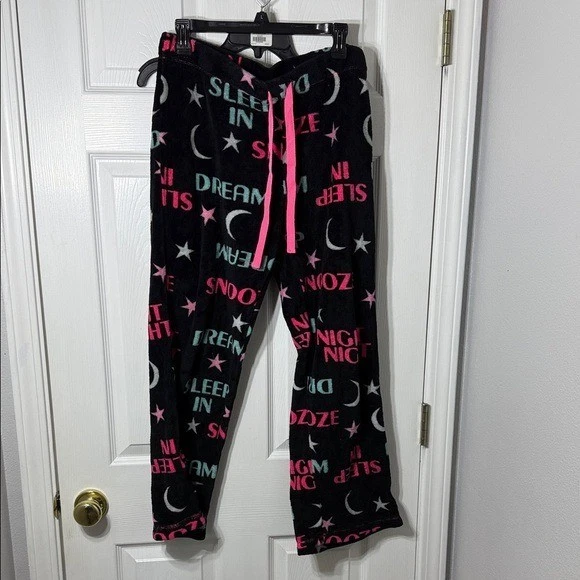 Secret Treasures Black Pajama Pants with Pink and White Text - Image 1 of 4