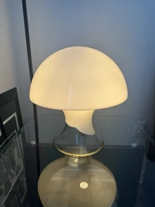 VTG 70s Large Italian Murano Glass Mushroom Lamp White 15” Mid Century Vistosi - Picture 1 of 11