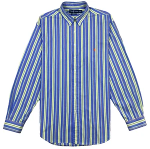 Ralph Lauren Button Down Shirt Mens 2XLT Classic Fit Blue Yellow Stipes - Picture 1 of 9