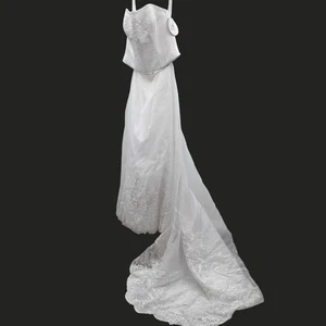 Vestido de novia David's nuevo con etiquetas para mujer talla 16 blanco encaje con cuentas LEER - Imagen 1 de 10