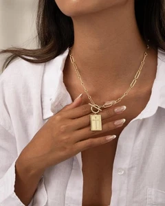Gold Kreuz Anhänger Halskette für Damen Trendy Grob Kreuz Halskette Knebel - Bild 1 von 7
