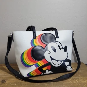 Loungefly Mickey Mouse Rainbow Colorful Tote Bag Purse Handbag Disney Satchel - Picture 1 of 20