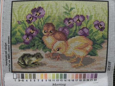 Printed needlepoint tapestry canvas only 7x9.5 inch   Orchidea Meeting - Image 1 of 3
