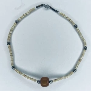 Vtg MCM Mod Butterscotch Bakelite And Shells Beads African Trade 16” Necklace - Picture 1 of 5
