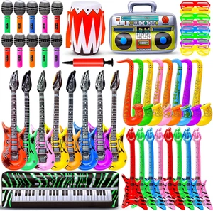 48Pcs Inflatable Rock Star Toy Set Game, Party Decorations Inflatable Guitars - Picture 1 of 12