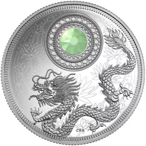 Kanada 2016 Drache Geburtssteine - Oktober - Opal 5 $ Silbermünze Swarovski - Bild 1 von 4