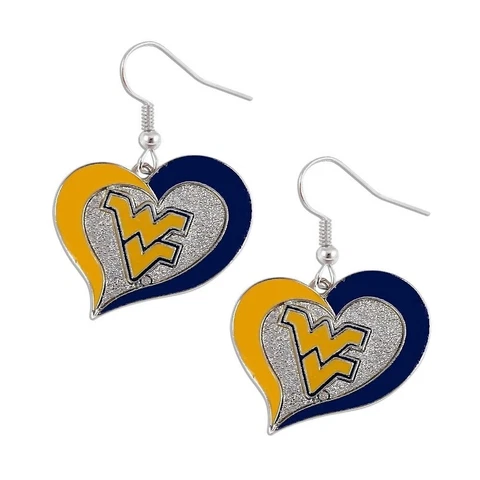 WEST VIRGINIA - SWIRL HEART LOGO - DANGLE EARRINGS - BRAND NEW CCP-ER-245-82 Cover