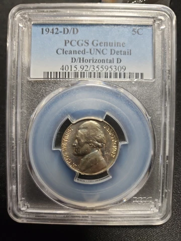1942 D Over Horizontal D Jefferson Nickel Uncirculated Details PCGS 5c W FREE 1C Cover