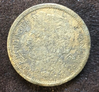 1848 França 5 Francos- Concours PIEFORT-Moeda de Estanho Bronzeada Escassa-36MM - Imagem 1 de 4