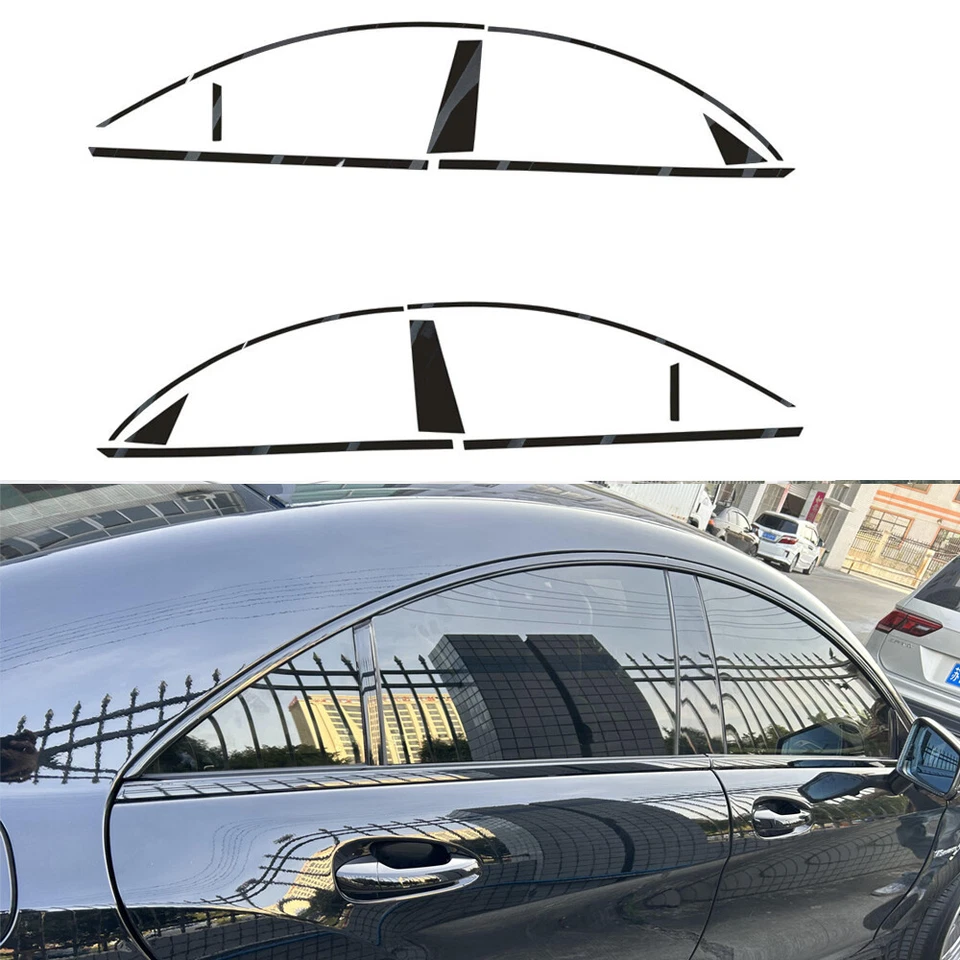 Matte/Glossy Black Chrome Delete Window Trims For Mercedes Benz CLS W218 2012-17 - Image 1 of 4