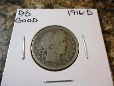 1916-D BARBER QUARTER RPM D OVER D GOOD   XX - Image 1 of 4
