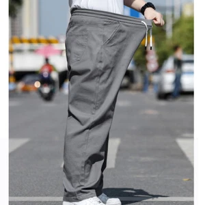 Pantalones elásticos con cordón caquis para hombre pierna recta - Imagen 1 de 17