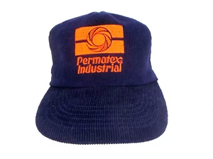Vintage Navy Blue Corduroy Snapback Hat Cap One Size Fit All Permatex Industrial - Picture 1 of 7