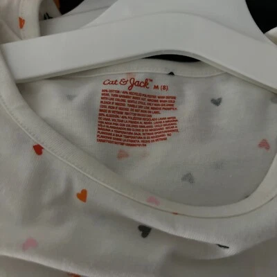 Cat & Jack Kids Girls' Short Sleeve Halloween Hearts Cream Dress NEW - Image 1 of 3