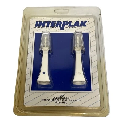 Interplak 2 pack Color-Coded Brush Head 1990 Home Plaque removal X VINTAGE NEW - Image 1 of 2